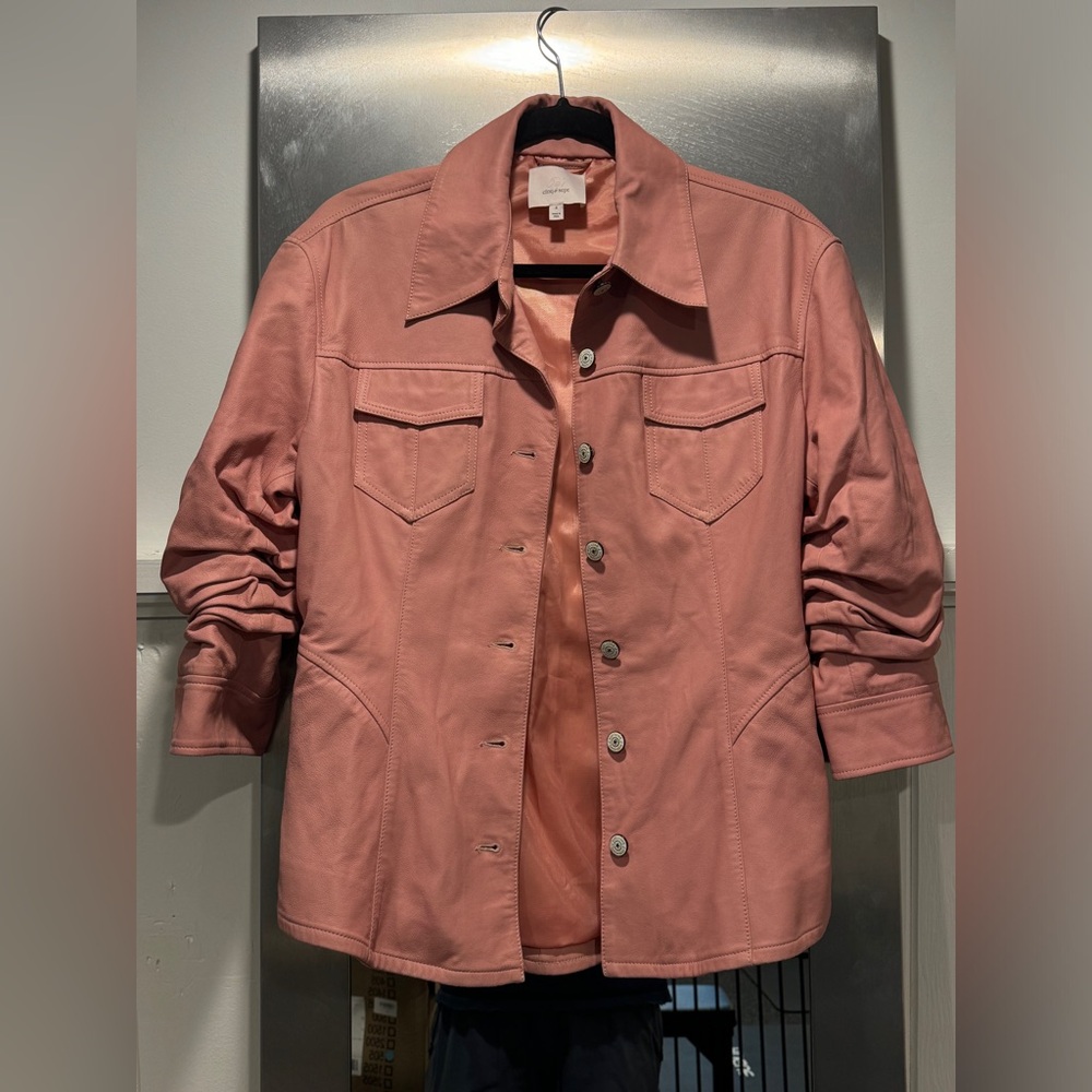 Cinq A Sept Canyon Goat Leather Jacket Carnation sz 4 EUC